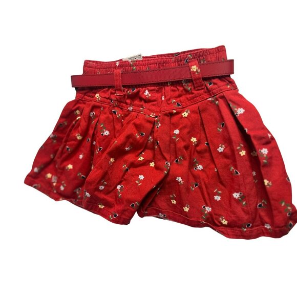VTG McKids 24M Red Floral Pleated Mini Skirt with Belt – Toddler All-Over Print - Picture 4 of 4